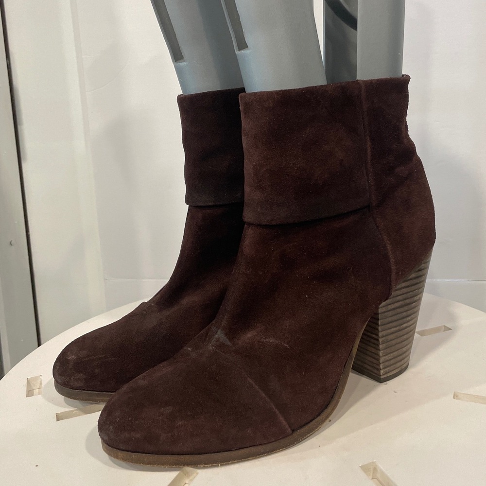 Rag & Bone Genuine Suede Classic  Newbury Brown Heel Ankle Boots Womens Sz‎ 9.5
